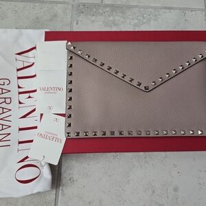 Valentino Garavani Taupe Studded Clutch